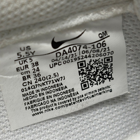 Nike Blazer Low '77 Leather Sneakers Womens 7 Youth 5.5 White Team Orange Shoes - Picture 7 of 7